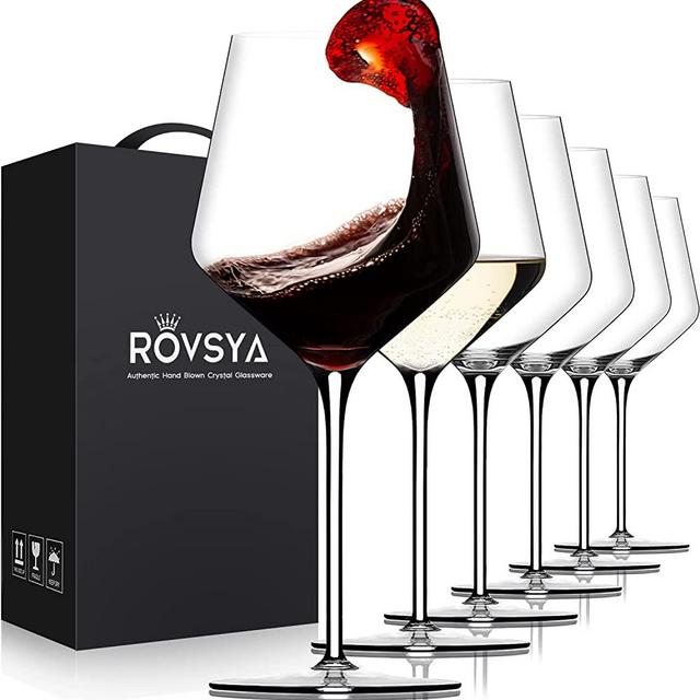 Red Wine Glasses Set of 6, Hand Blown Burgundy Glasses-Ultra-thin,Light for Best Wine Tasting,18 OZ, Perfect Gifts for Valentine's Day, Anniversary, Birthday