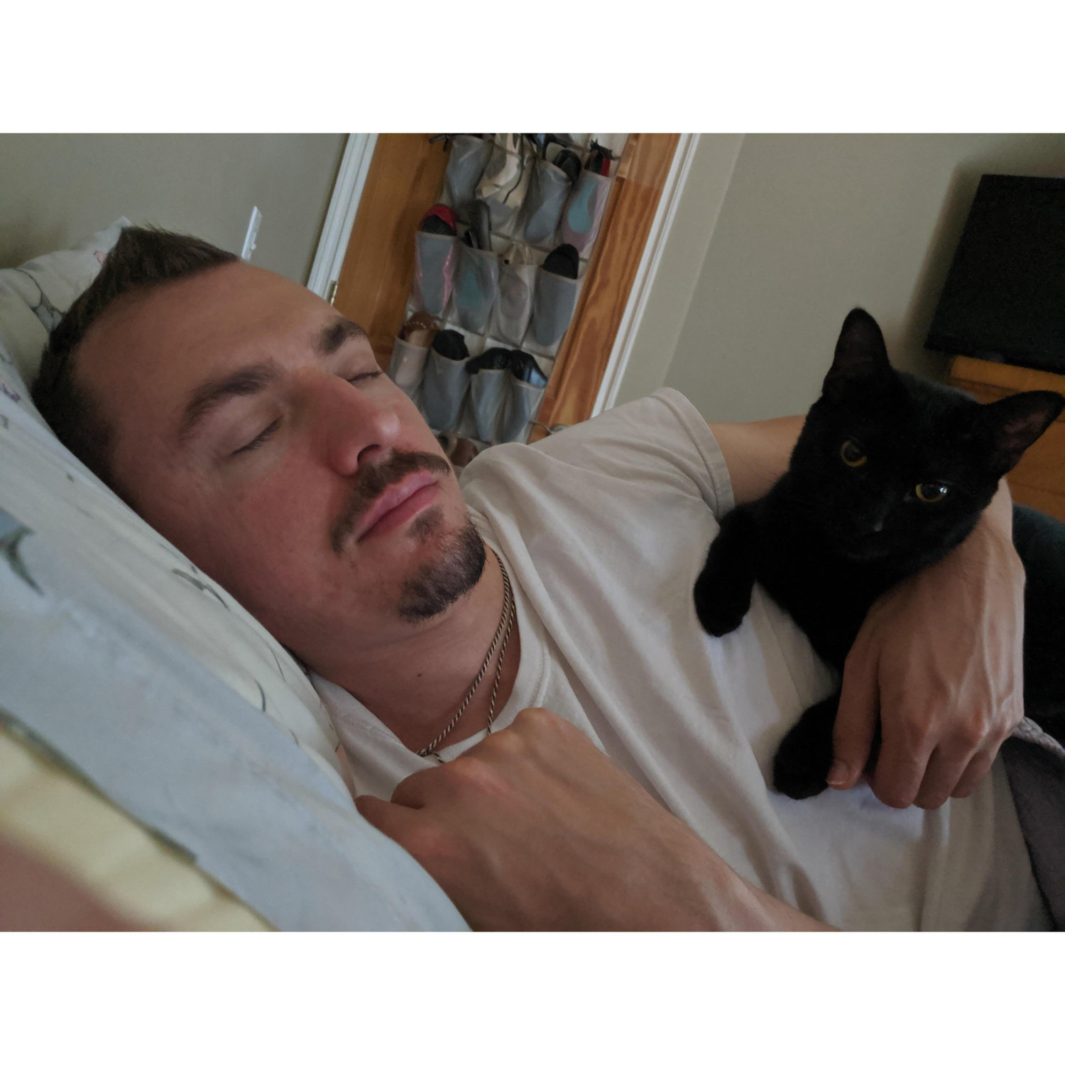 Hollow and Chris cuddle