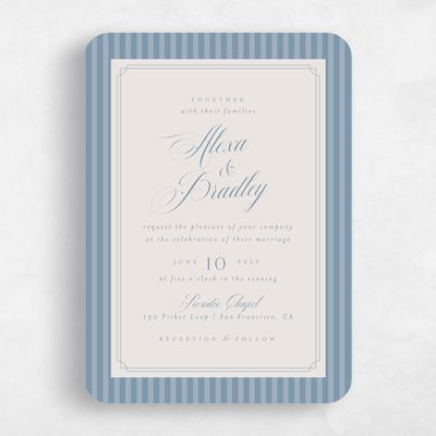Blue Rounded Wedding Invitation - Loren Frame