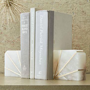Stone Bookend, Alabaster, Set of 2