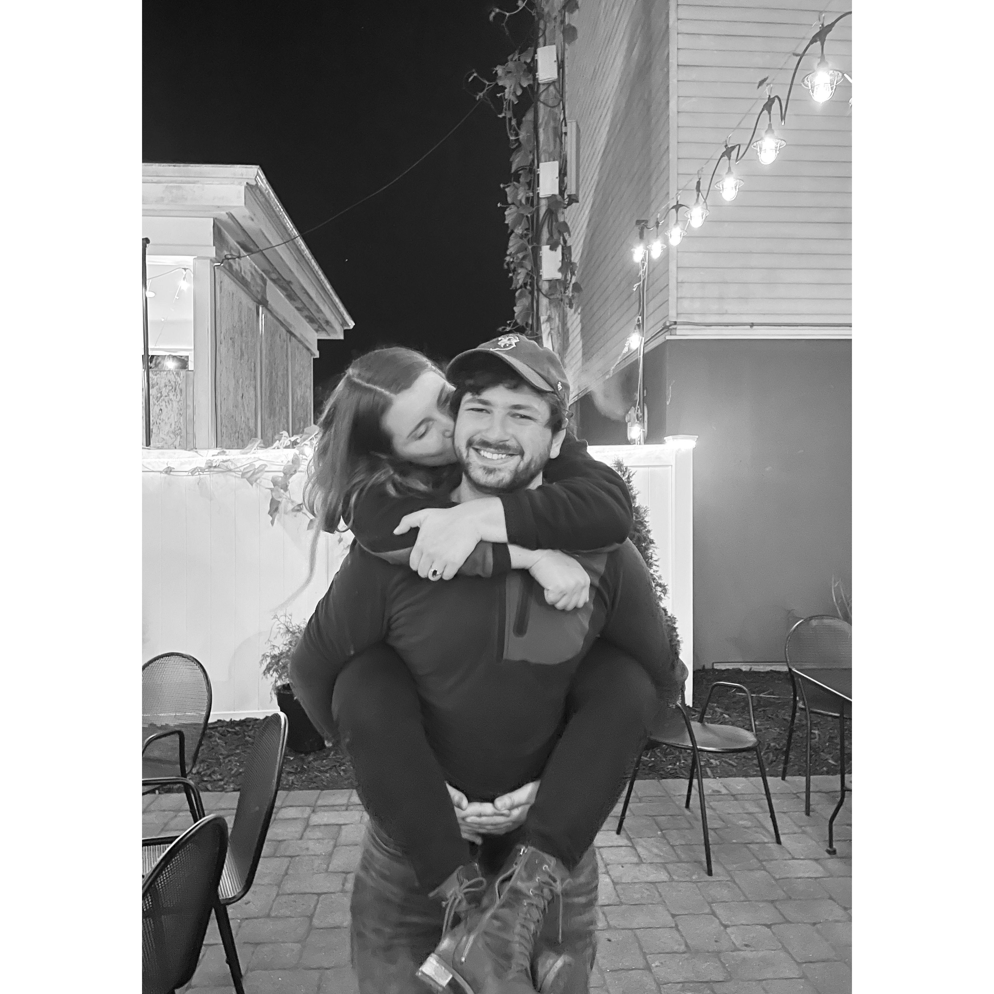 Drinks with friends on the Stackers patio in Amherst