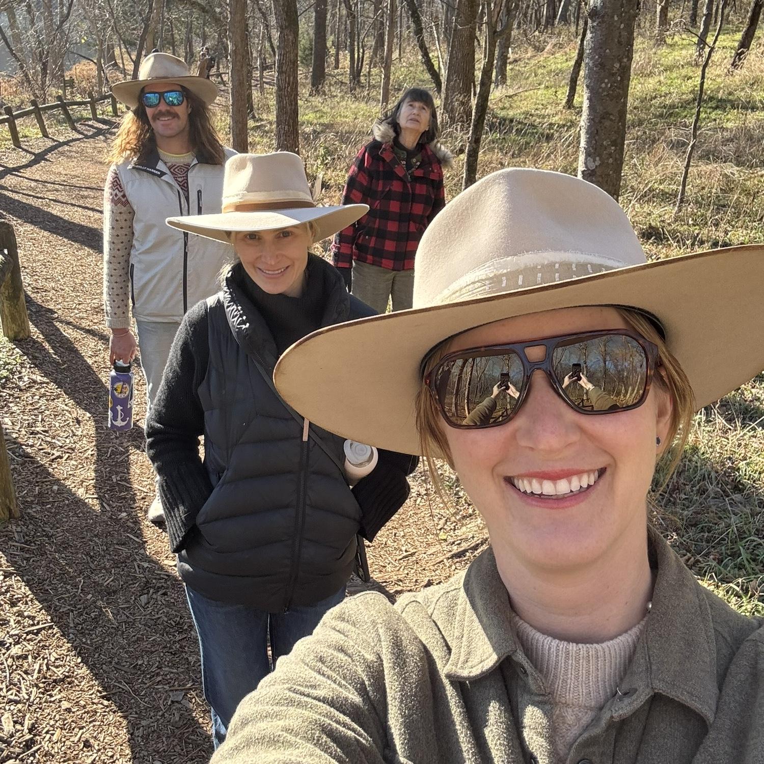 Visit to Lucy's sister's family in Nashville for Christmas 2024. Custom made cowboy hats pictured here!