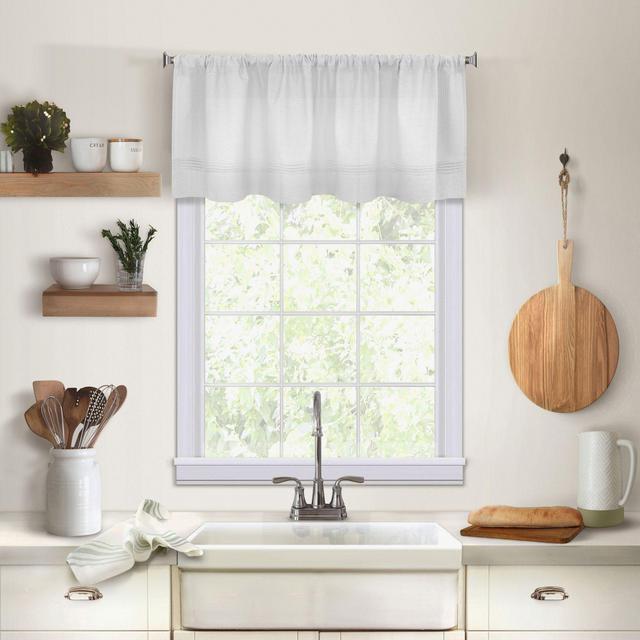 Maison Kitchen Window Valance in White