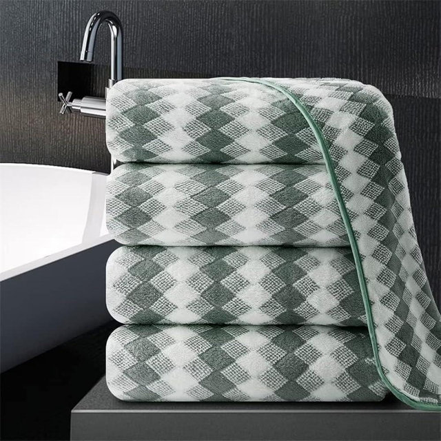 4 Piece Bath Towel Oversized Bath Sheet 35"x70" Bathroom Towel Extra Large Bath Towel Set Soft Highly Absorbent & Quick Dry Bath Towel Set for Bathroom Hotel 600GSM Luxury Fluffy Shower Towel，Green
