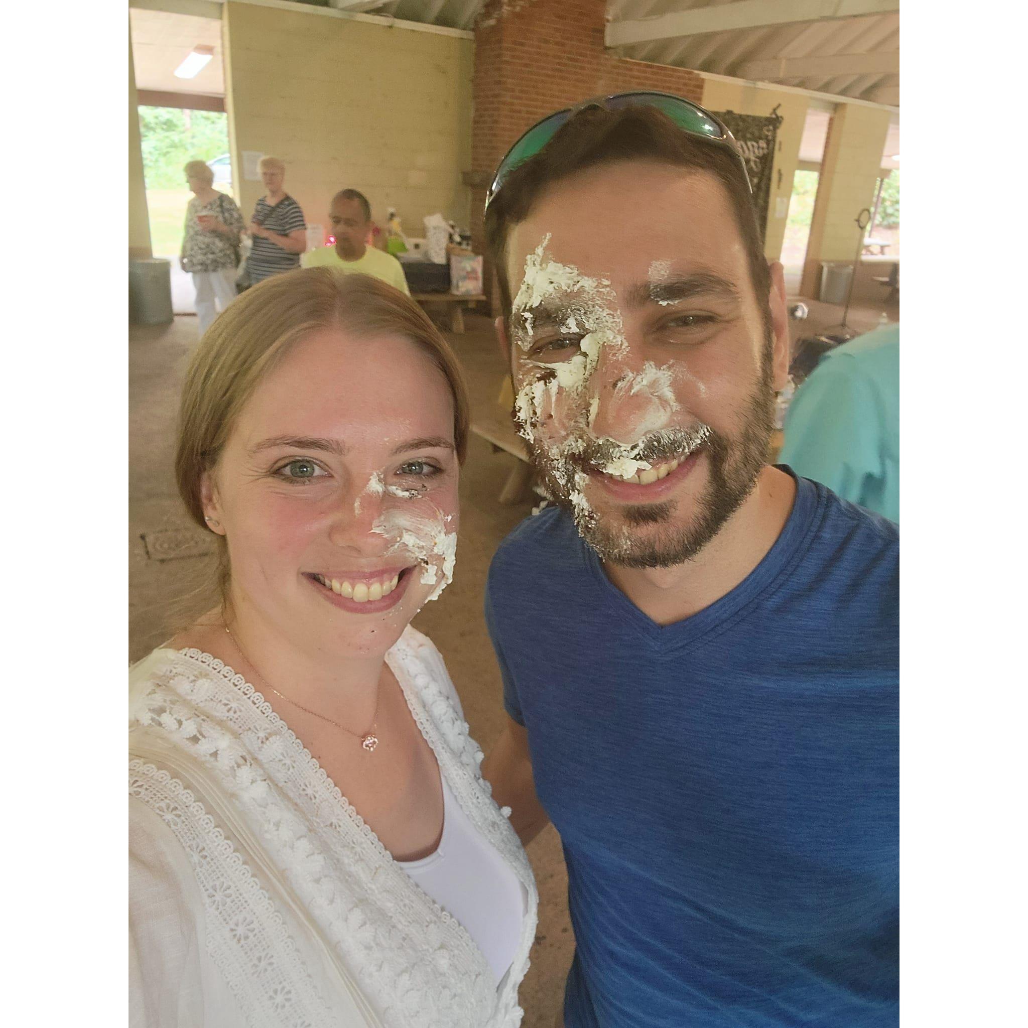 Cake smashing at our engagement party 
