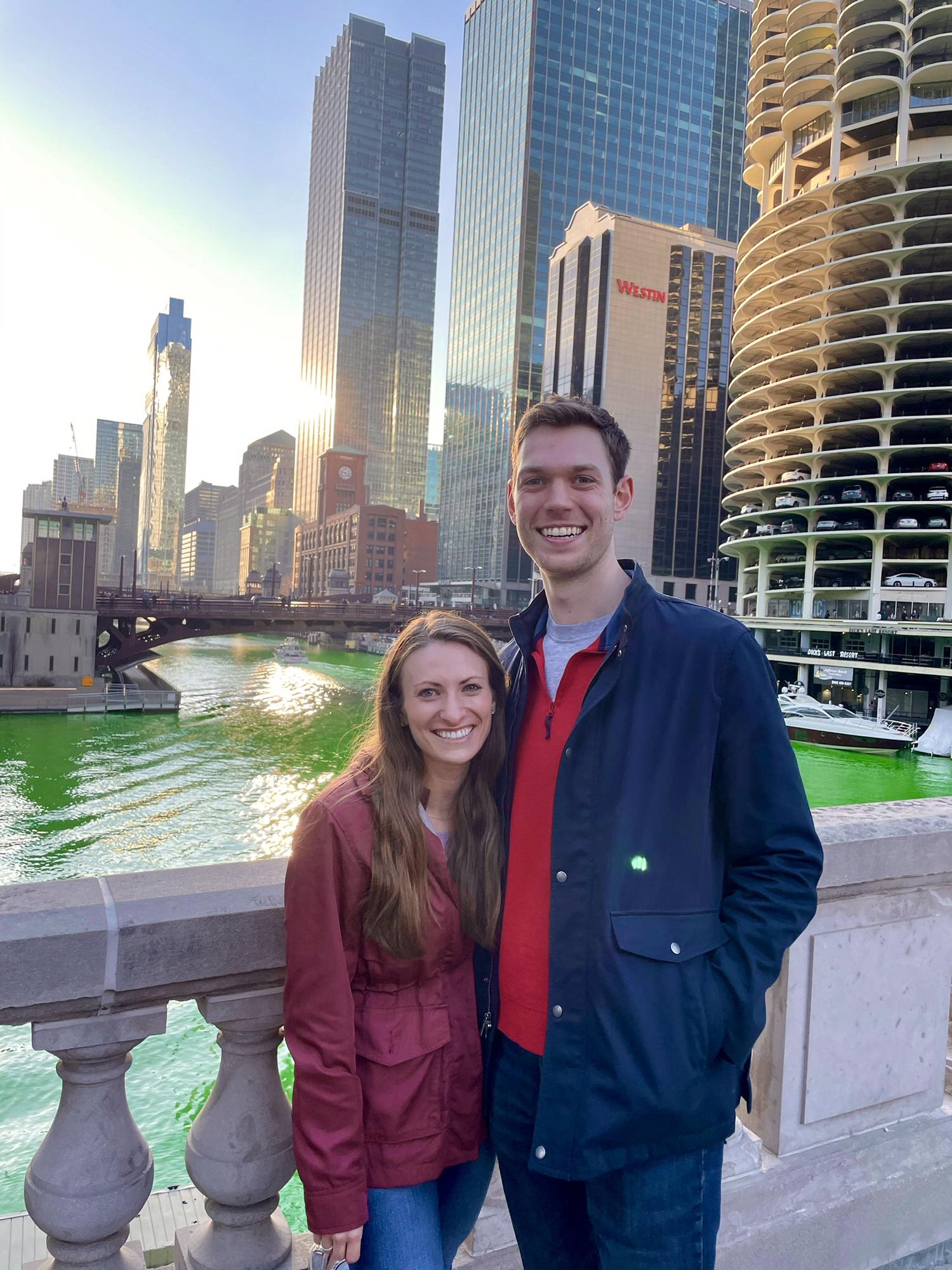 March 2021 - Our first picture as a couple, ~6 weeks after we started dating. Josh showed me all around Chicago and took me to all his favorite spots.