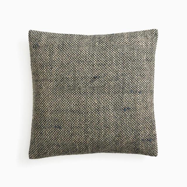 Two Tone Chunky Linen Pillow Cover, 20"x20", Black