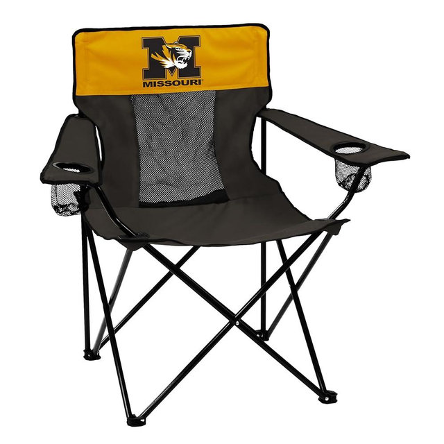 Logo Brands NCAA Missouri Tigers Elite Portable Chair - Premium Outdoor Chair with Cup Holder, Powder-Coated Steel Frame, Lightweight and Portable for Tailgating,and Sporting Events