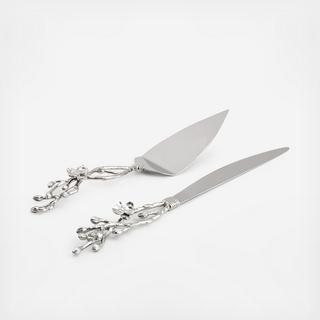 Orchid 2-Piece Wedding Cake Knife & Server Set