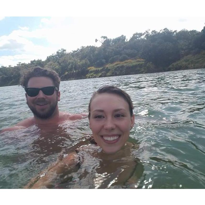 Having fun swimmimg in a river in Texas :)
