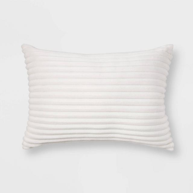 Oblong Cut Plush Throw Pillow Cream - Room Essentials™