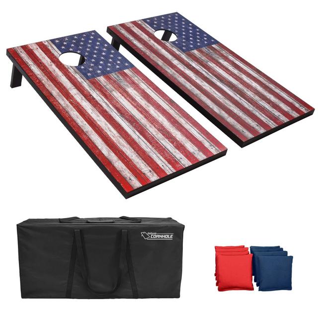 GoSports Classic Cornhole Set – Includes 8 Bean Bags, Travel Case and Game Rules (Choice of style)