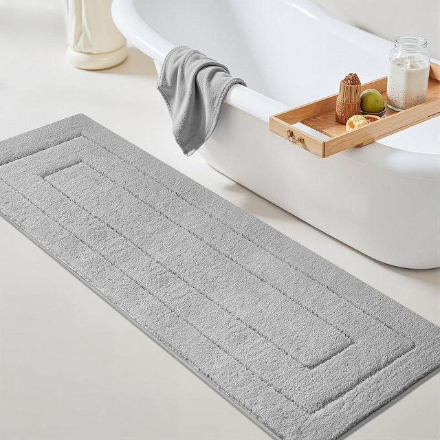 GRANNY SAYS Gray Bathroom Rug Mat, Bath Mats for Bathroom Non-Slip, Super Soft and Water Absorbent, Extra Large Bath Rugs, Microfiber Bath Rugs for Floor, Tub and Shower, 71" x 24"