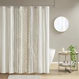 Imani Mid-Century 100% Cotton Printed Shower Curtain with Chenille - Ivory - 72" W x 72" L