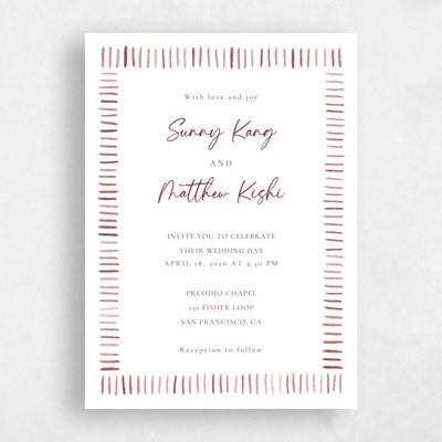 Light Burgundy, Red Wedding Invitation - Lund Portrait