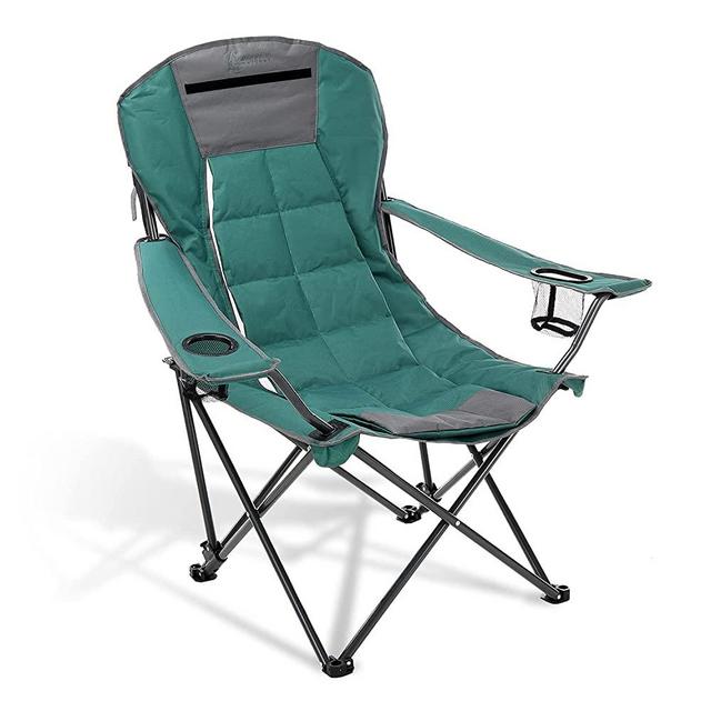 ARROWHEAD OUTDOOR Portable Folding Hybrid 2-in1 Camping Chair, Adjustable Recline, Vent, Padding, Cup Holder & Storage Pouch, Heavy-Duty, Oversize, Supports 300lbs, Includes Bag, USA-Based Support