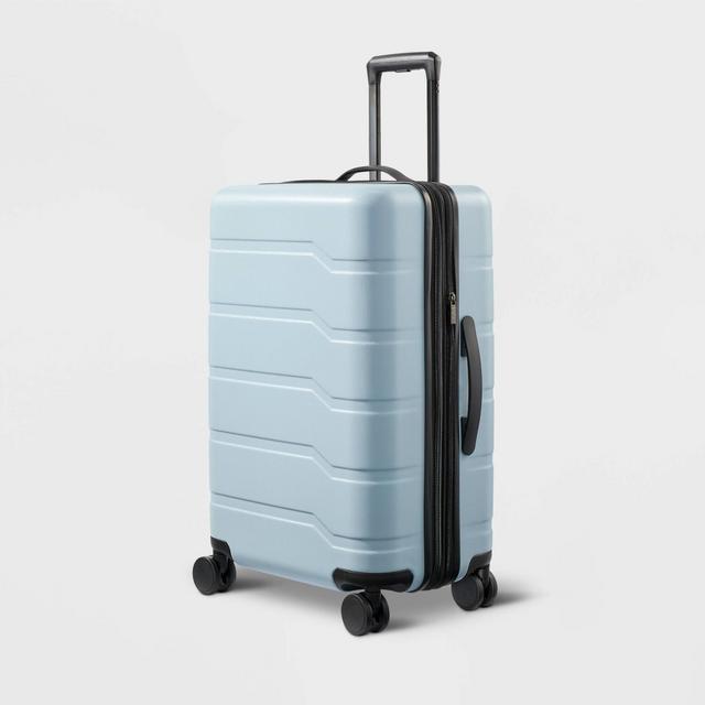 Hardside Medium Checked Suitcase Muddy Aqua - Open Story™