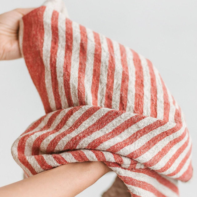 Organic linen towels - set of 2, Rustic kitchen towels, Striped linen towels in various colors, Heavyweight linen towels, Linen hand towels.