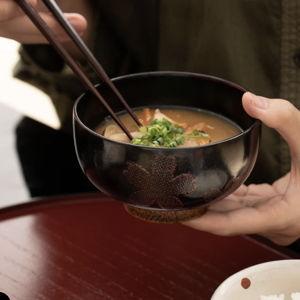 SAKURA Yamanaka Lacquerware Miso Soup Bowl - Black