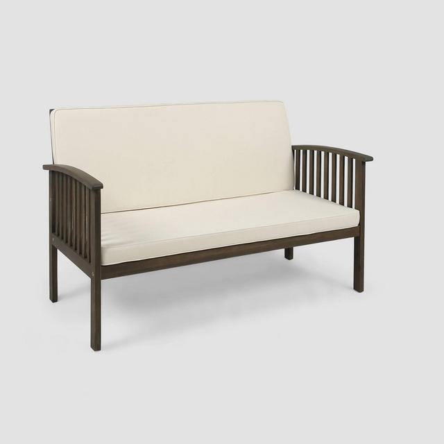 Casa Acacia Wood Loveseat - Gray/Cream - Christopher Knight Home