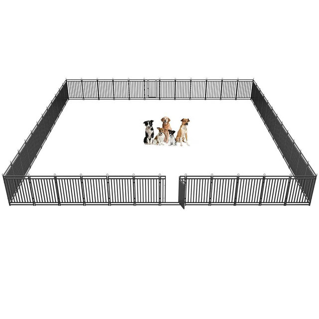 Petorldog Dog Fence Outdoor Indoor, 40" Inch Height 48 Panels Dog Playpen for Large/Medium/Small Dogs Metal Dog Pen for Yard Camping and RV | Black-Silver