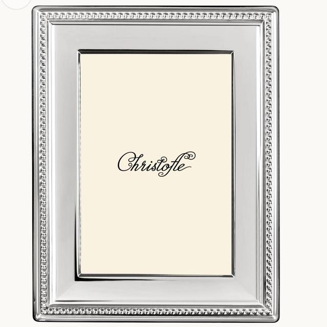 Christofle, Silver-Plated 3 x 5in Picture Frame PERLES