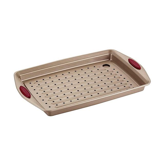 Rachael Ray Cucina Nonstick 2 Piece Crisper Set in Latte Brown and Red