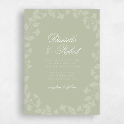 Olive Sage, Green Wedding Invitation - Fawn Portrait