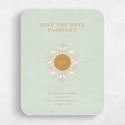 Green Rounded Wedding Save the Date - Montavilla Stamp