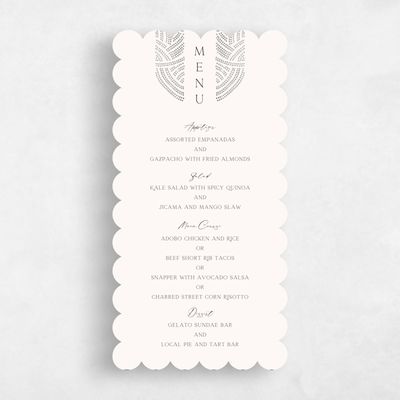 Grey Scalloped Wedding Menu - Belmont