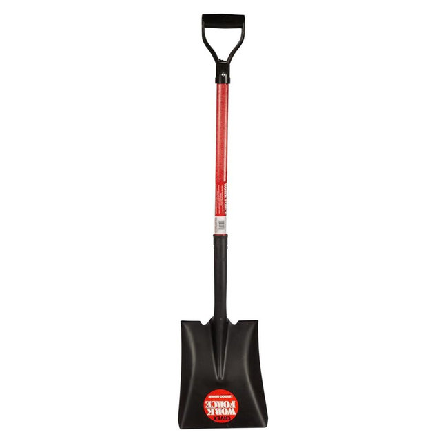 Emsco Group 1236-1 Workforce Tools Point Sturdy 28” Fiberglass Handle-Heavy Duty 16 Gauge Steel Head-Lifetime Durable Square Shovel, Black/Red