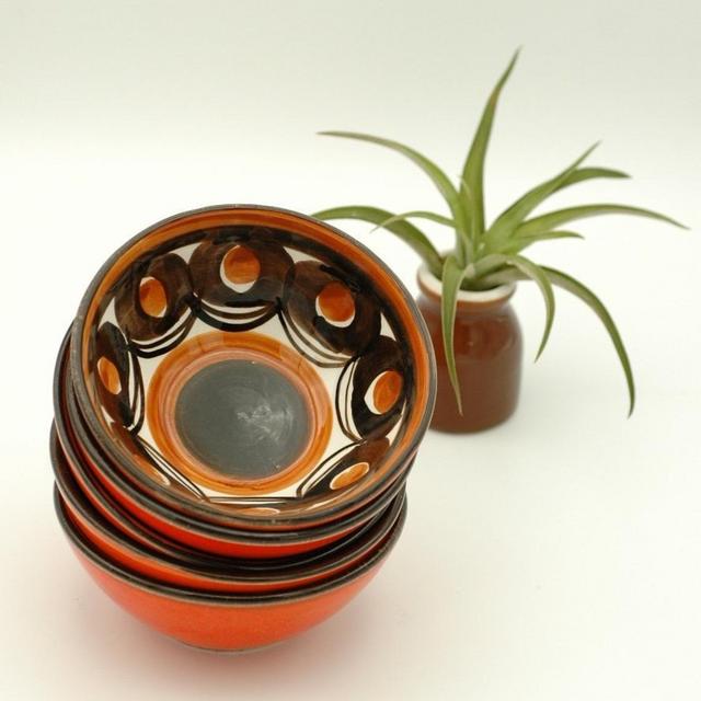SMF Schramberg small bowls, Sambesi set of 5 bowls, hand painted German art pottery