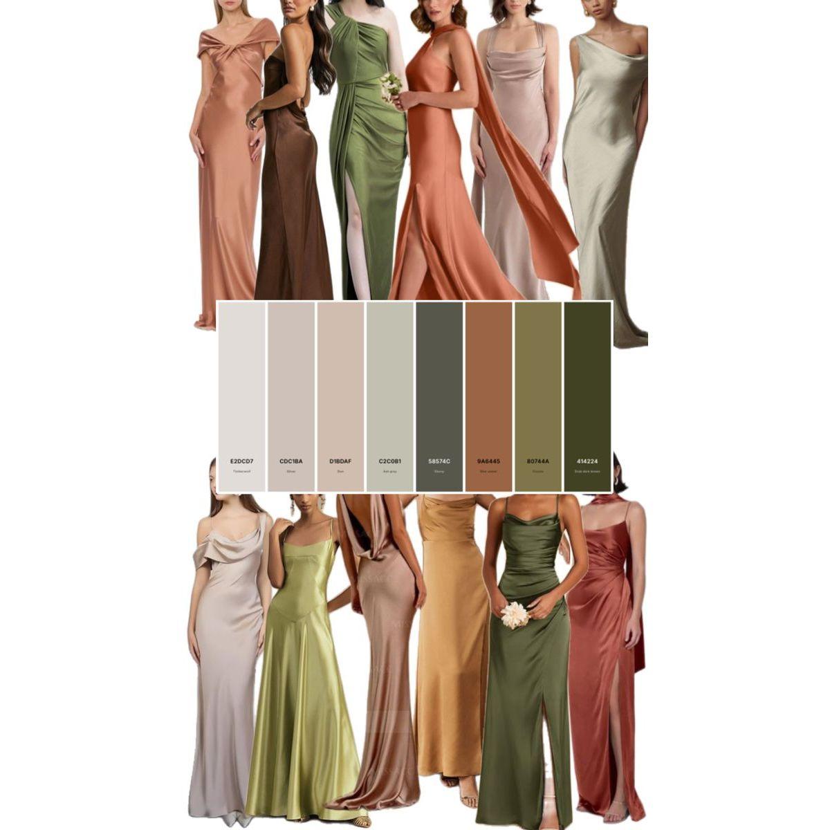 Long EARTH TONE dresses with heels for women, anything that makes you feel elegant,