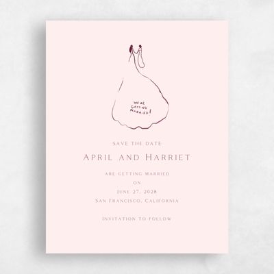 Lightest Blush, Pink Wedding Save the Date - Dunluce Gowns