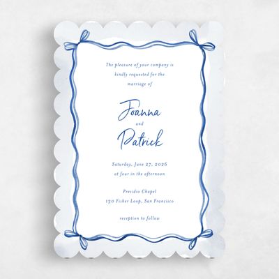 Blue Scalloped Wedding Invitation - Darlington Classic