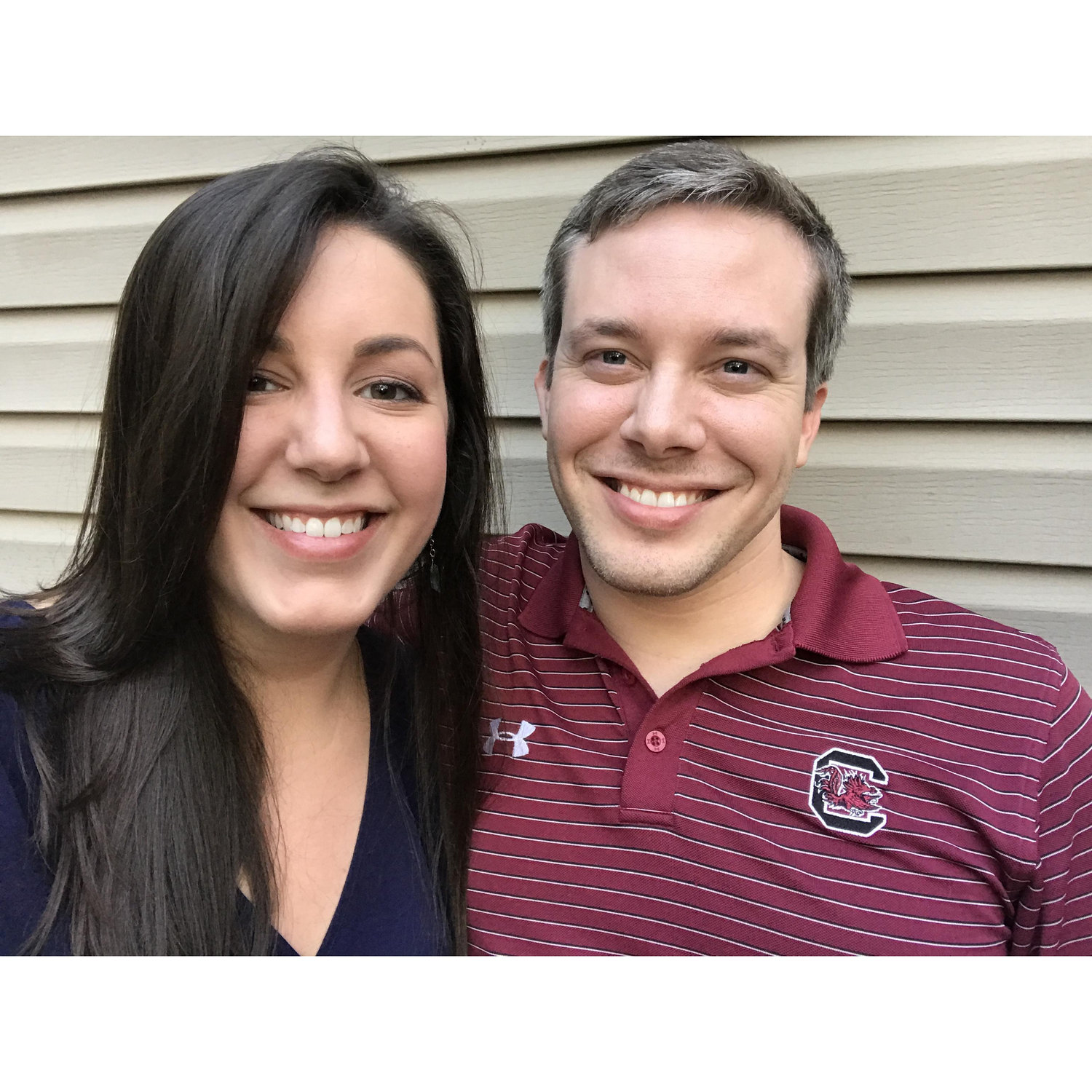 Our first photo together and the night Mason met most of our wedding party. He might have a few less gray hairs in this one...