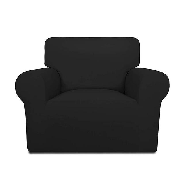 PureFit Super Stretch Chair Sofa Slipcover – Spandex Non Slip Soft Couch Sofa Cover, Washable Furniture Protector with Non Skid Foam and Elastic Bottom for Kids, Pets （Chair，Black）