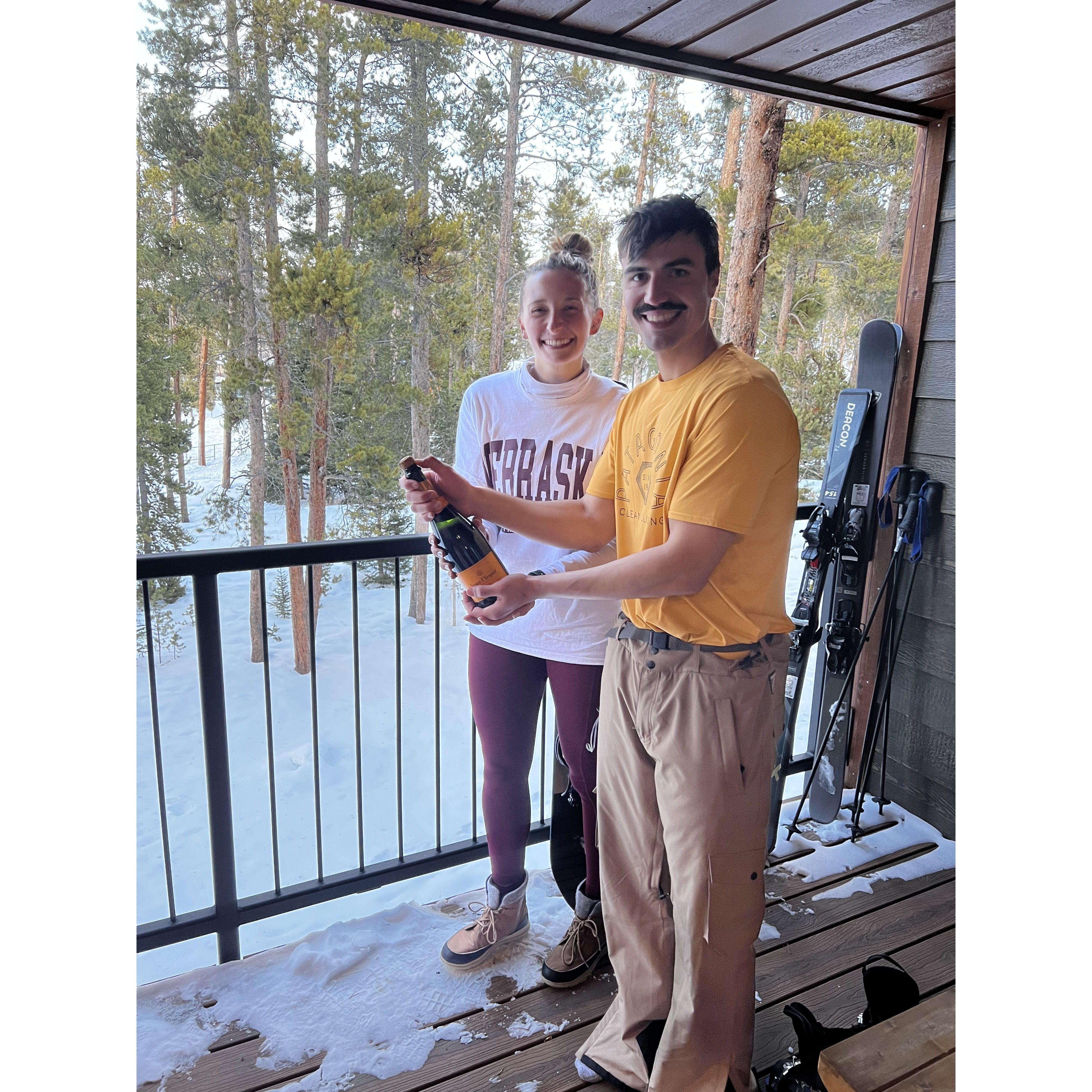 He popped the question and we popped champagne! 
Breckenridge, CO