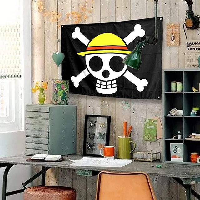 Anime Room Decor 43inX30in Large Size One Piece Flag,Pirate Legion Flag,Wall Hanging Decor boys room decor For Bedroom Living Room (43in*30in)
