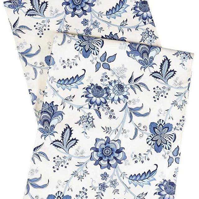 White & Blue Table Runner Table Decorations Table Cloth Table Runners 90 Inch Table Linens