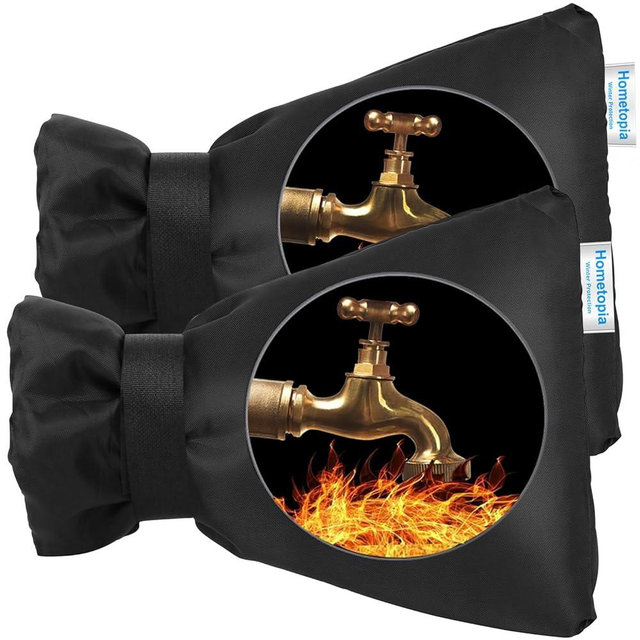 Outdoor Faucet Cover for Winter - Pro 7.1"W x 10.6"H Outdoor Water Faucet Cover Socks for Winter Freeze Protection Pipe Insulation Reusable Waterproof Insulated Spigot backflow Cover,Black (2)