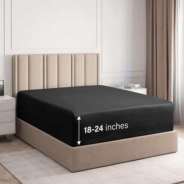 Extra Deep Pocket Fitted Sheet - Single Fitted Sheet Only - Extra Deep Pockets Queen Size Sheets - Fits 18 in to 24 in Mattress - Extra Deep Queen Fitted Sheet - Deep Pockets That Actually Fits