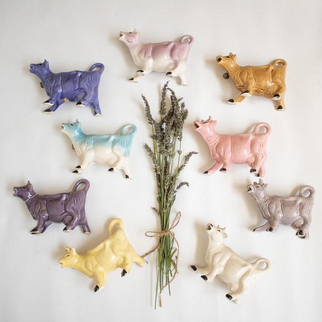 Vintage Cow Creamer with Bell: Whimsical Farmhouse Kitchen Decor
