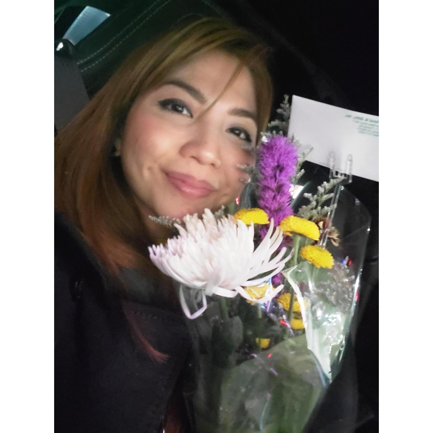 Scott is a very sweet and thoughtful man, he would give me flowers even without an occasion to celebrate. :)