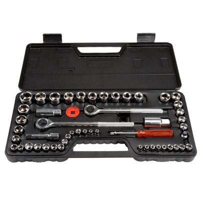 52pc with Socket Set SAE and Metric Hand Tool Set Clear - Stalwart