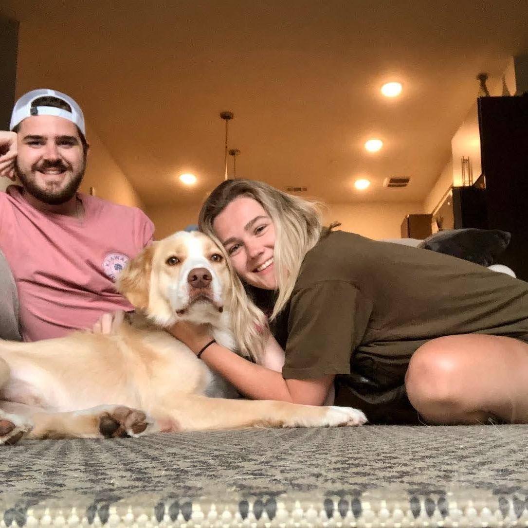 Kate and Will's first place in Atlanta with their newly adopted dog, Biscuit!