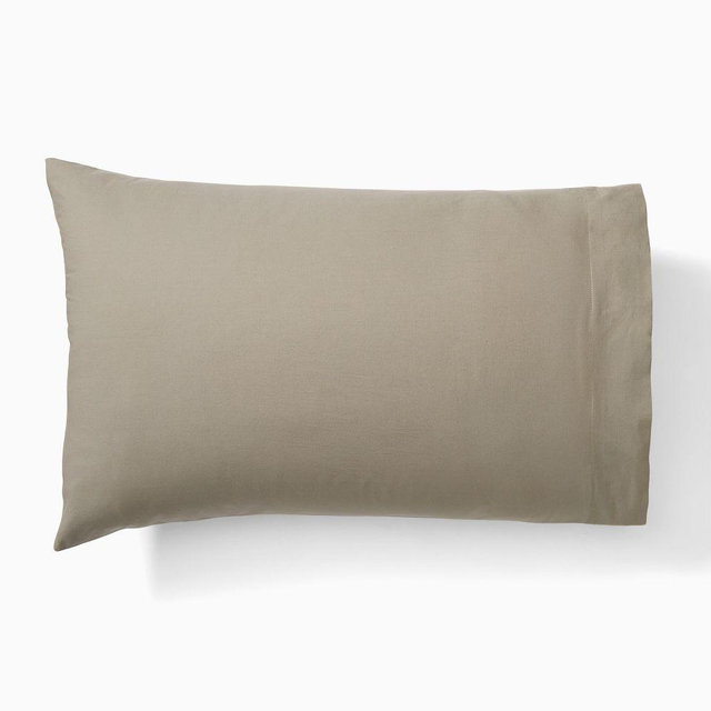 Organic Washed Cotton Standard Pillowcase, Vetiver Green