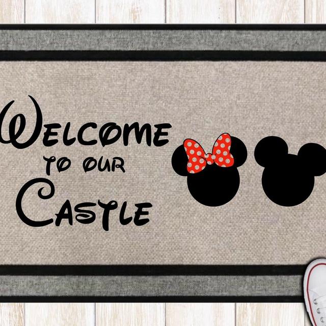 Mickey and Minnie Inspired Welcome Mat // Custom Welcome Mat // Welcome to Our Castle // Mickey and Minnie Welcome Mat