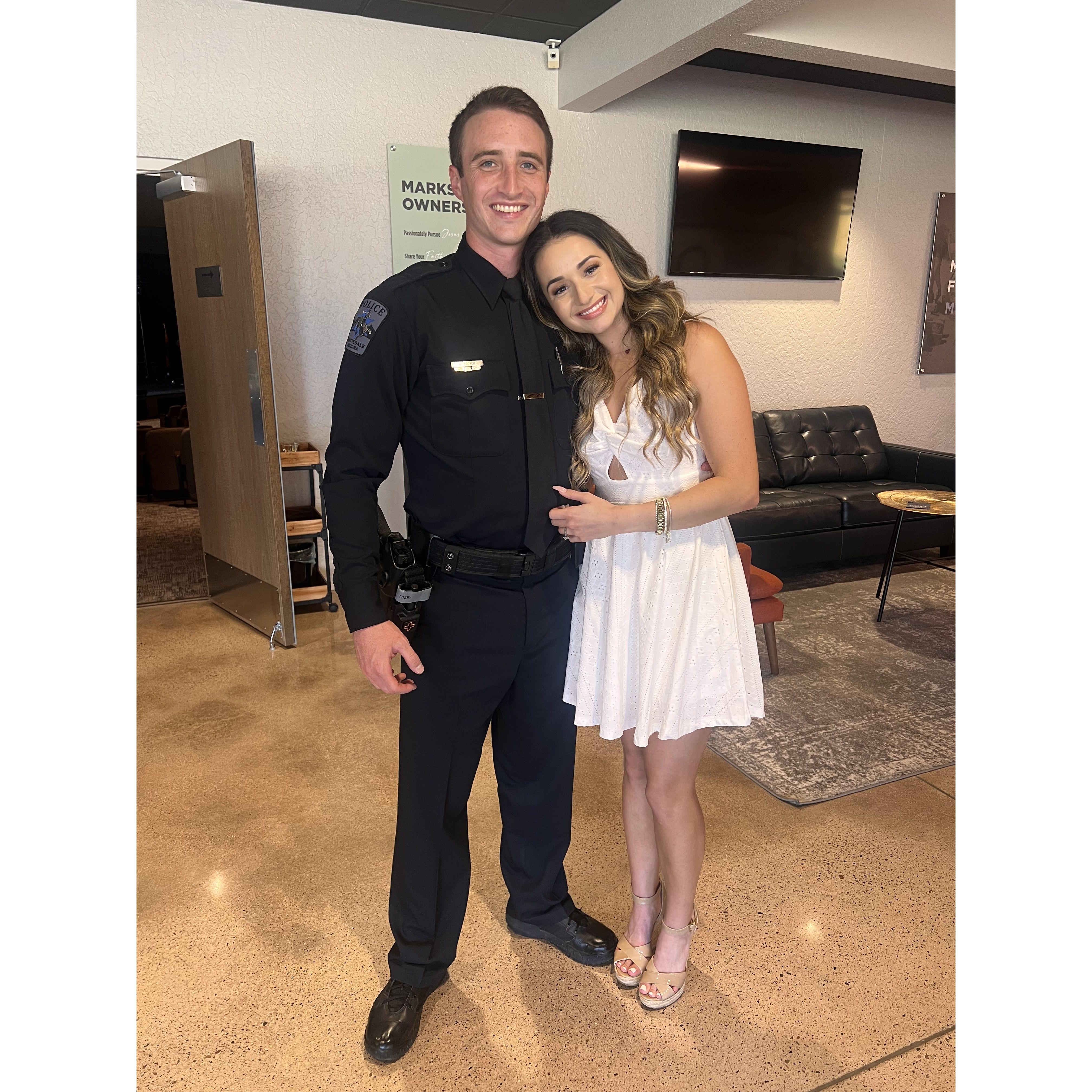 Celebrating Bailey graduating the academy.