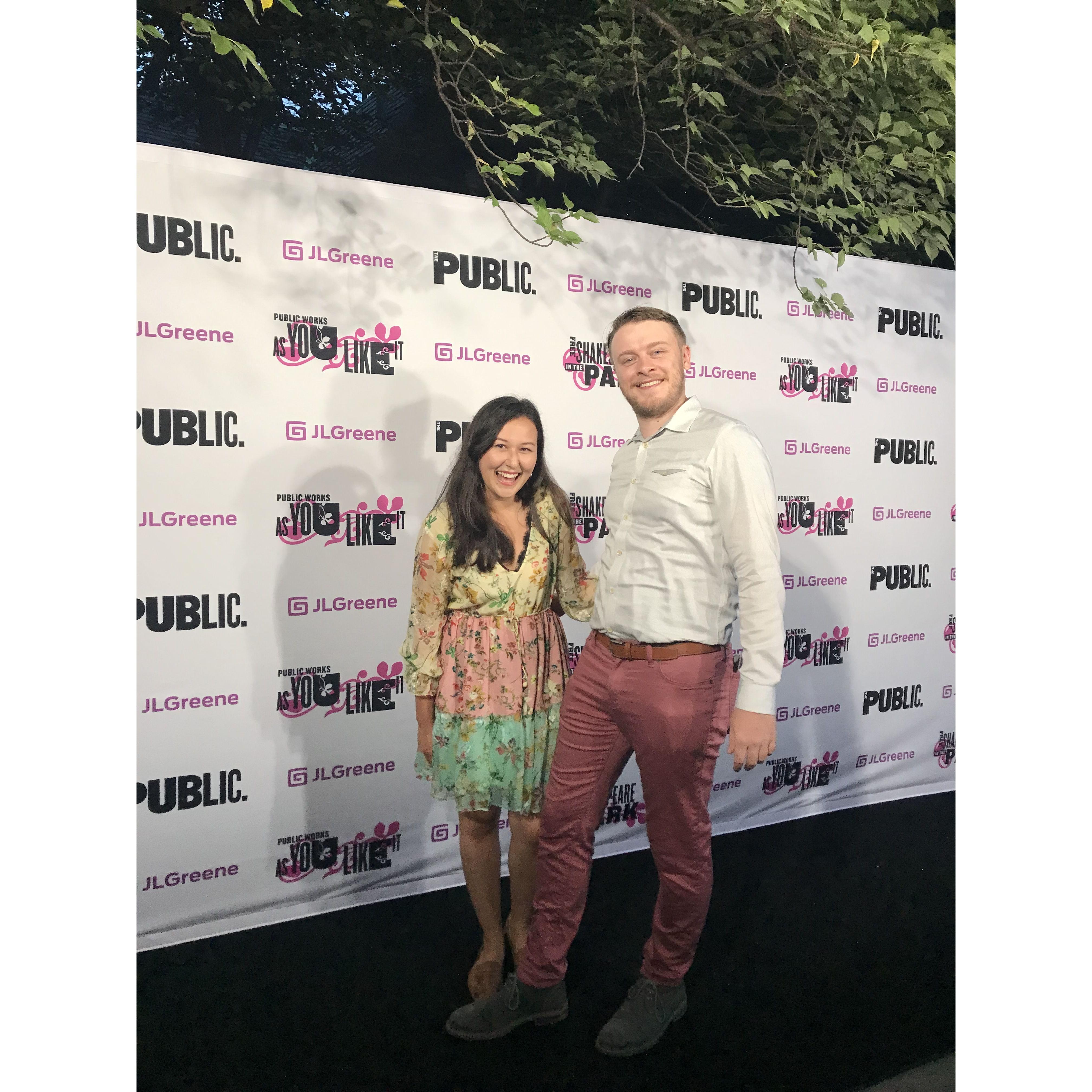At the opening for Shakespeare in the Park's As You Like It (which Emily performed in!) in New York